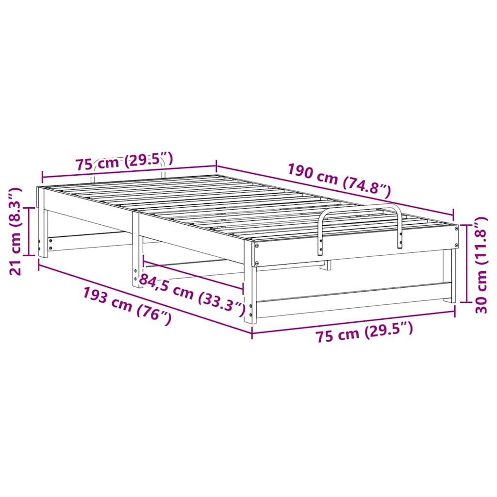 Sengestamme Brun 75 x 190 cm Massiv furu