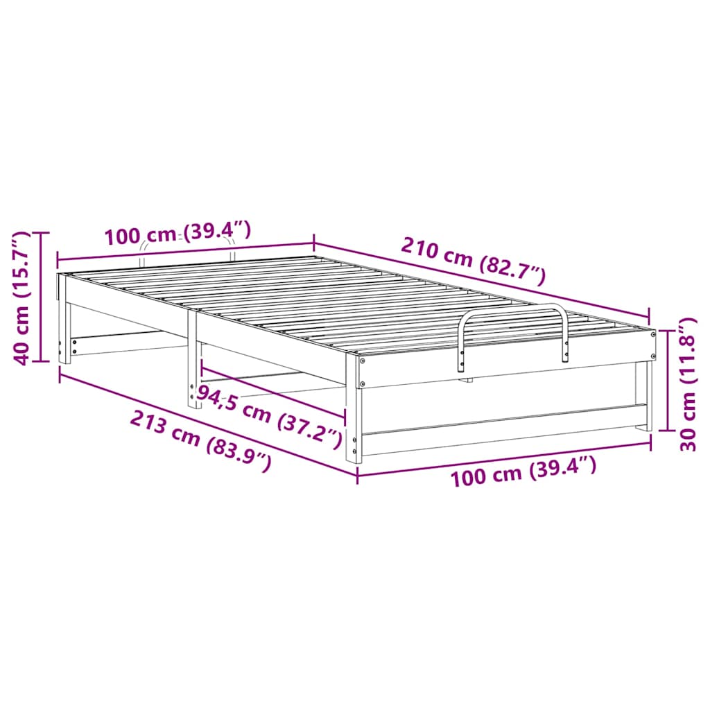 Sengestamme Brun 100 x 210 cm Massiv furu
