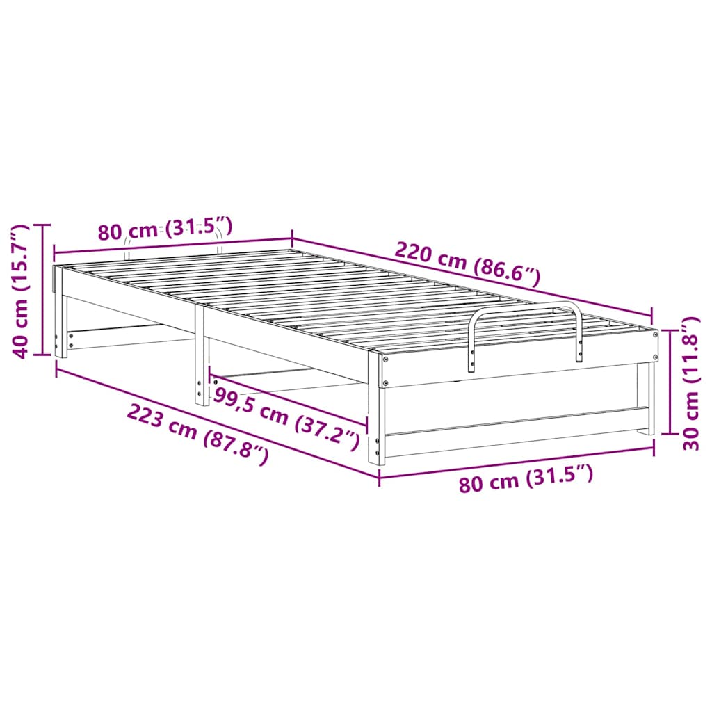 Sengestamme Brun 80 x 220 cm Massiv furu