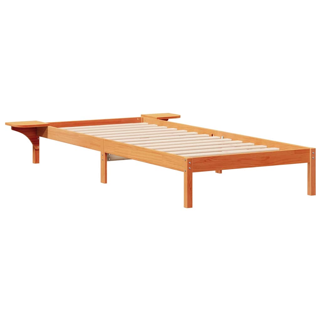 Sengestamme med Sidebord Vokset Brun 80 x 210 cm Massiv furu