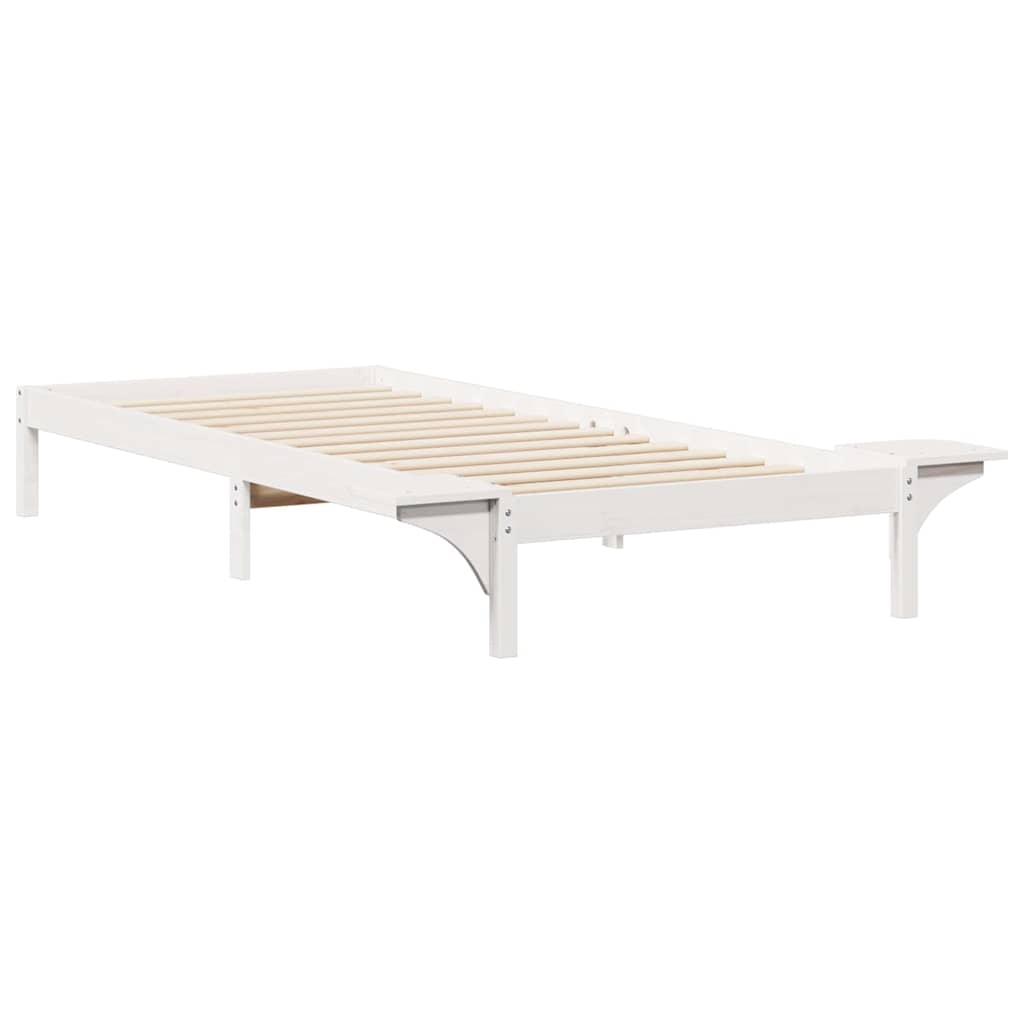 Sengestamme med Sidebord Hvit 90 x 210 cm Massiv furu