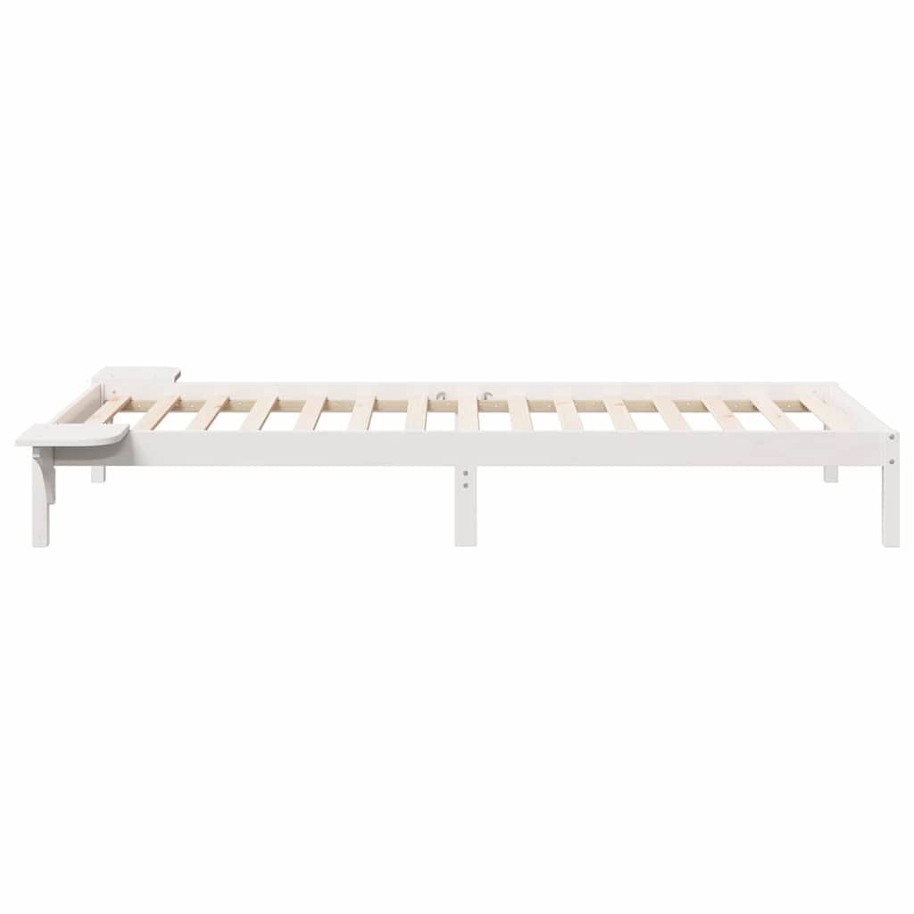 Sengestamme med Sidebord Hvit 90 x 210 cm Massiv furu