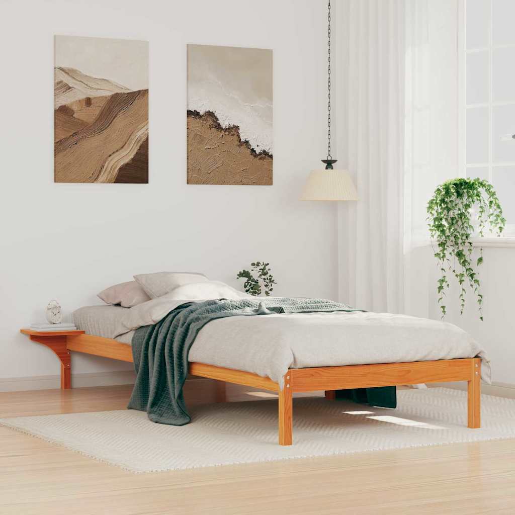 Sengestamme med Sidebord Vokset Brun 100 x 210 cm Massiv furu
