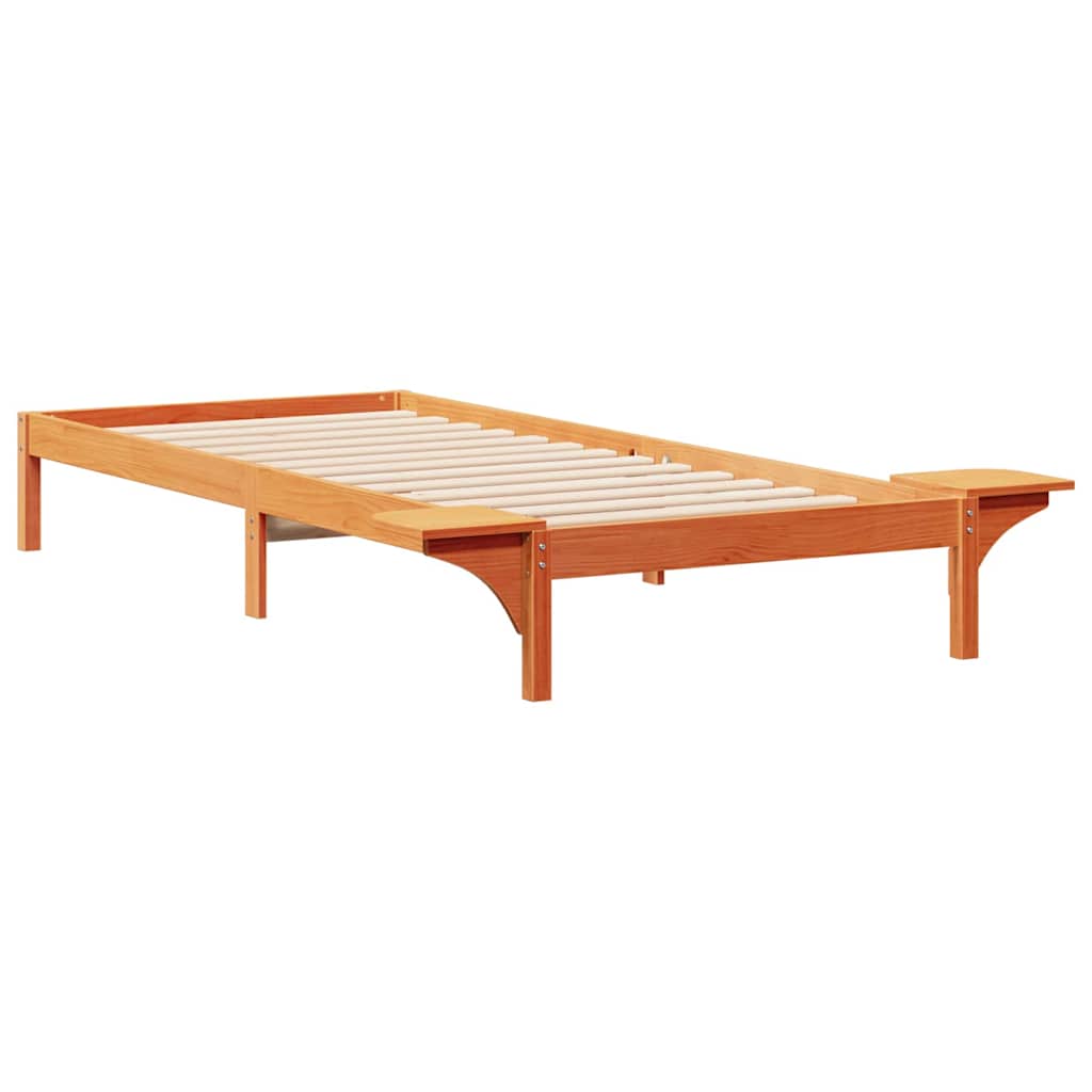 Sengestamme med Sidebord Vokset Brun 100 x 210 cm Massiv furu