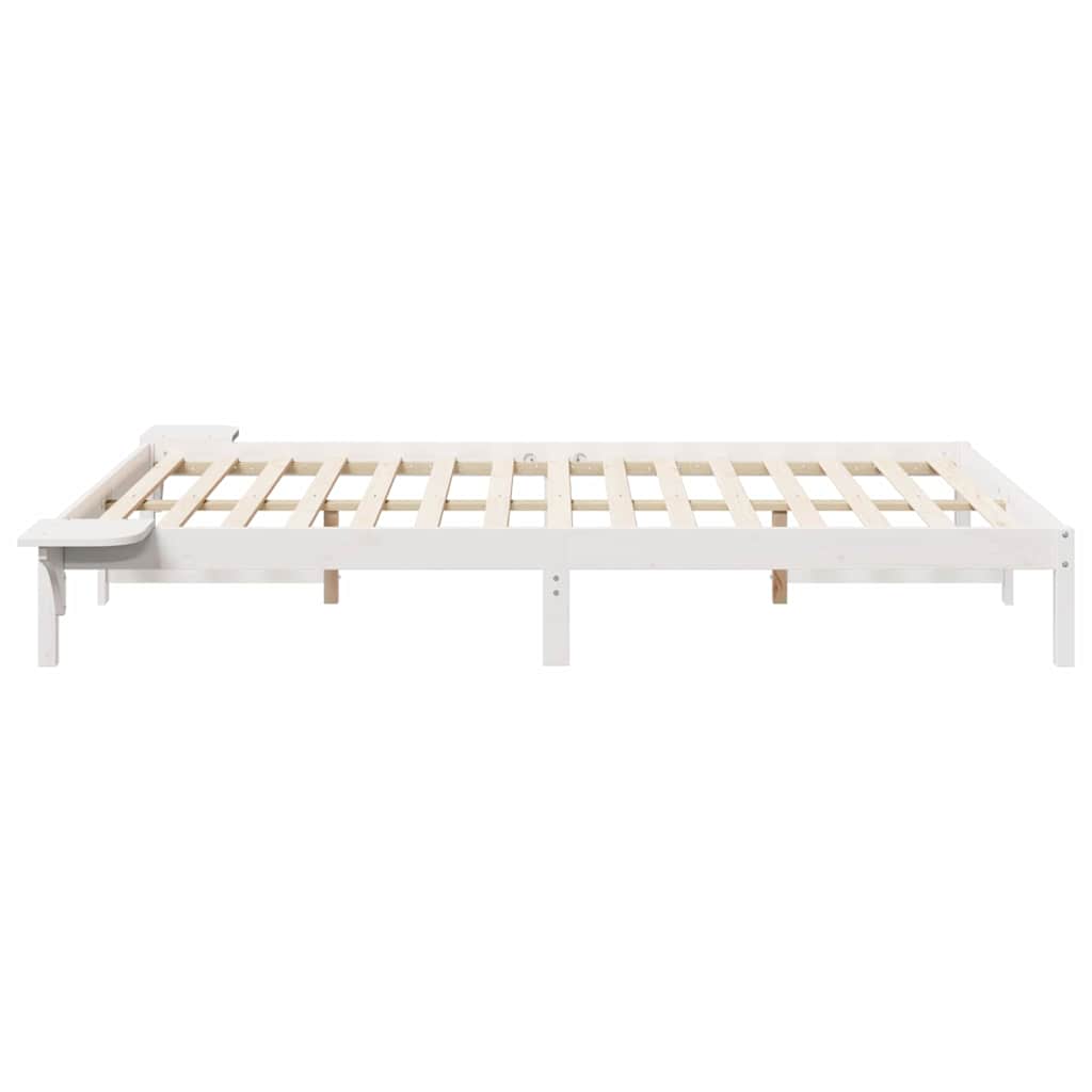 Sengestamme med Sidebord Hvit 140 x 210 cm Massiv furu