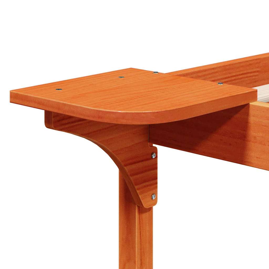 Sengestamme med Sidebord Vokset Brun 140 x 210 cm Massiv furu