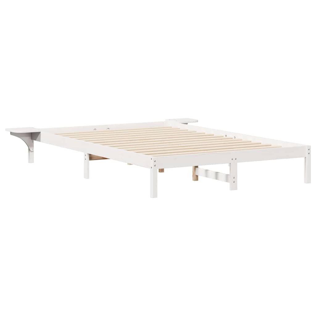 Sengestamme med Sidebord Hvit 160 x 210 cm Massiv furu