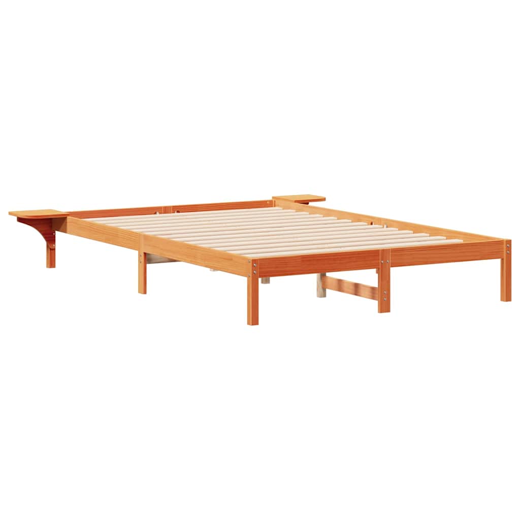 Sengestamme med Sidebord Vokset Brun 160 x 210 cm Massiv furu