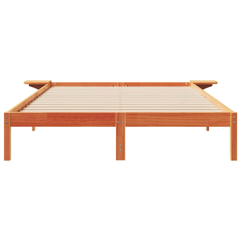 Sengestamme med Sidebord Vokset Brun 160 x 210 cm Massiv furu