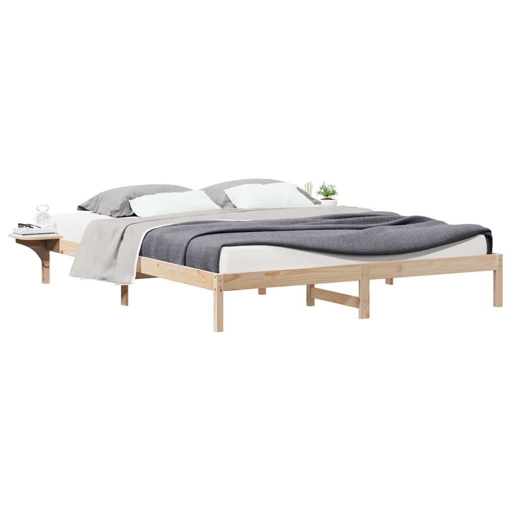 Sengestamme med Sidebord Naturlig 200 x 210 cm Massiv furu