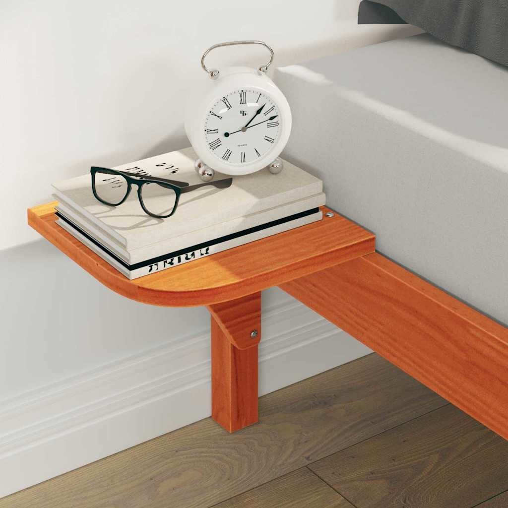 Sengestamme med Sidebord Vokset Brun 140 x 220 cm Massiv furu