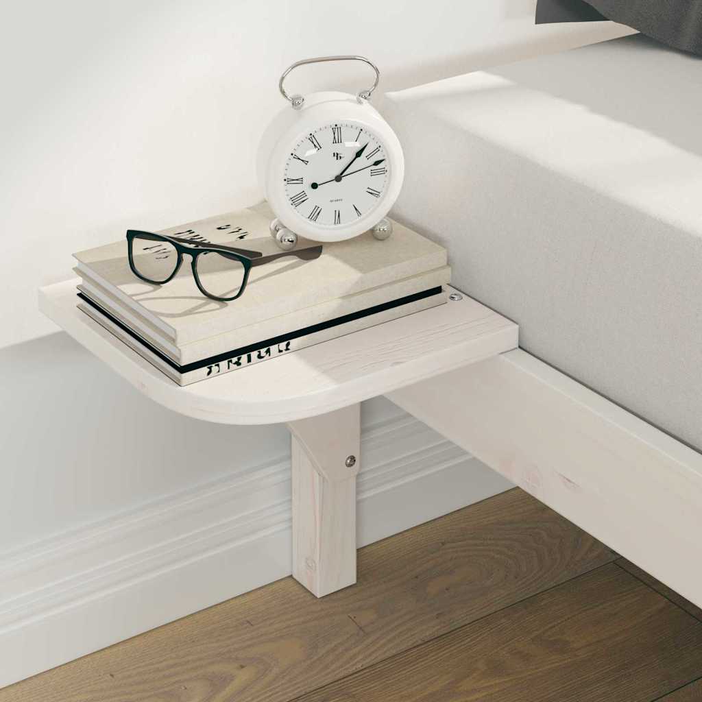 Sengestamme med Sidebord Hvit 180 x 220 cm Massiv furu