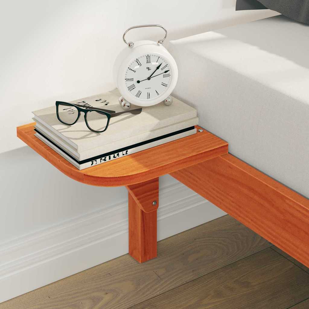 Sengestamme med Sidebord Vokset Brun 180 x 220 cm Massiv furu