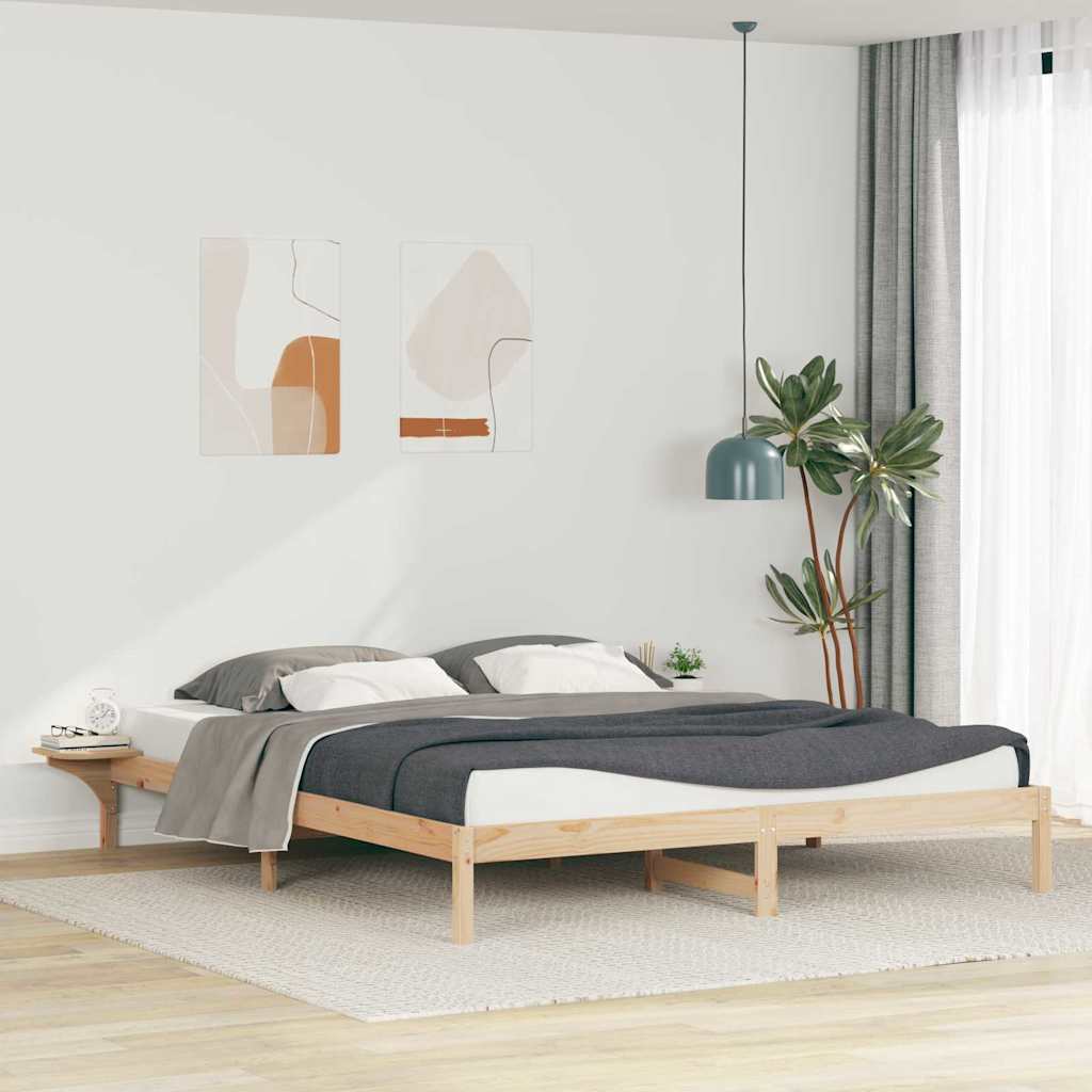 Sengestamme med Sidebord Naturlig 200 x 220 cm Massiv furu