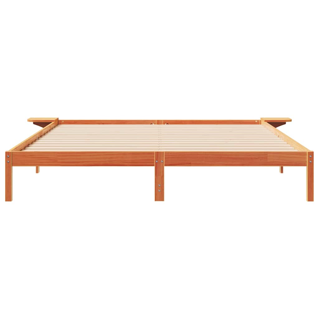 Sengestamme med Sidebord Vokset Brun 200 x 220 cm Massiv furu