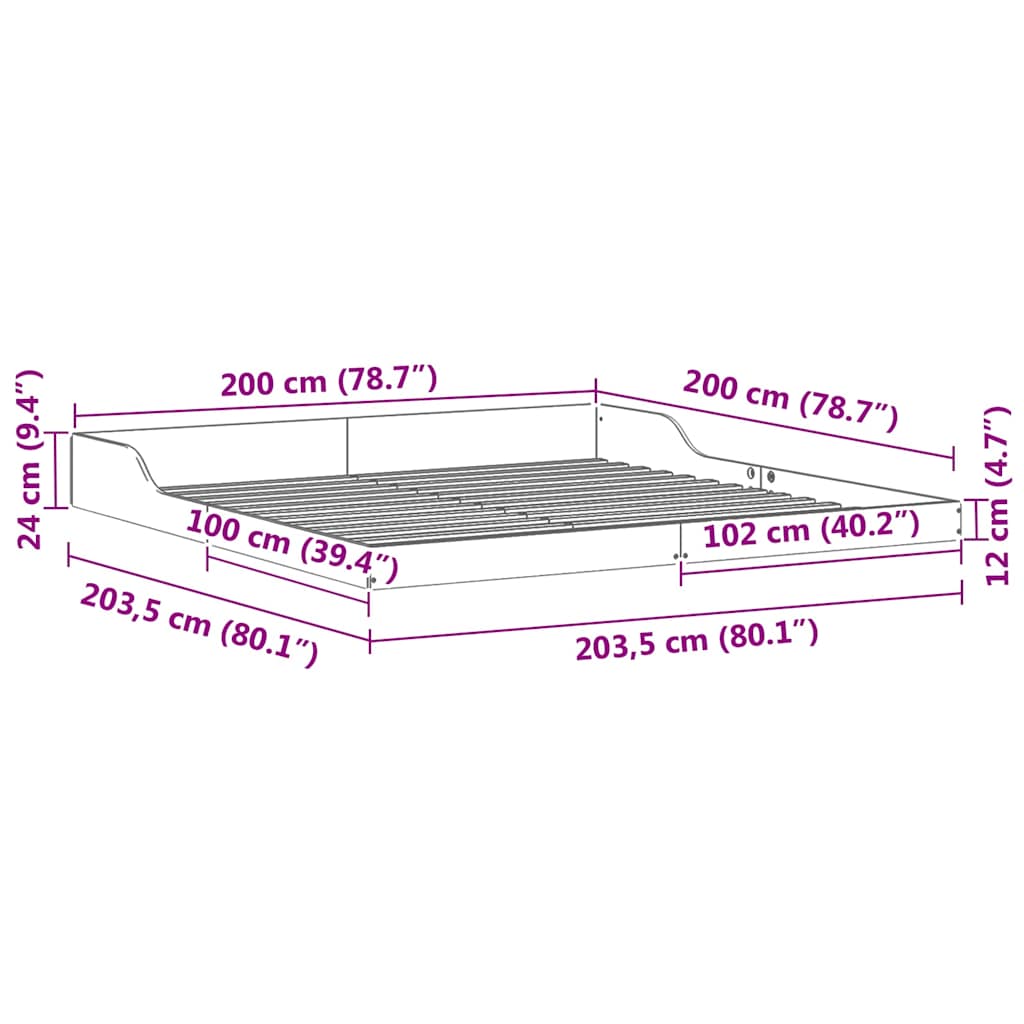 Sengestamme Hvit 200 x 200 cm Heltre furu