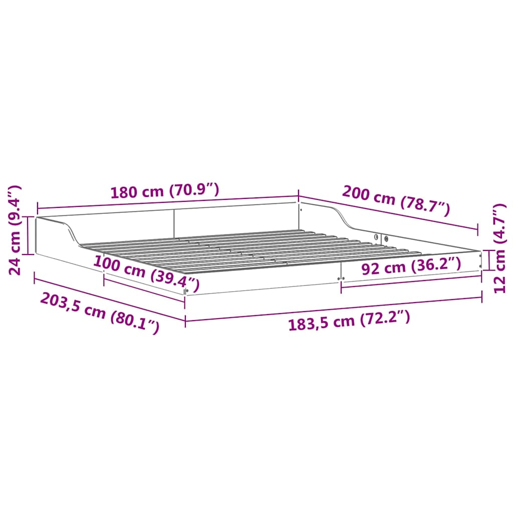 Sengestamme Vokset Brun 180 x 200 cm Massiv furu