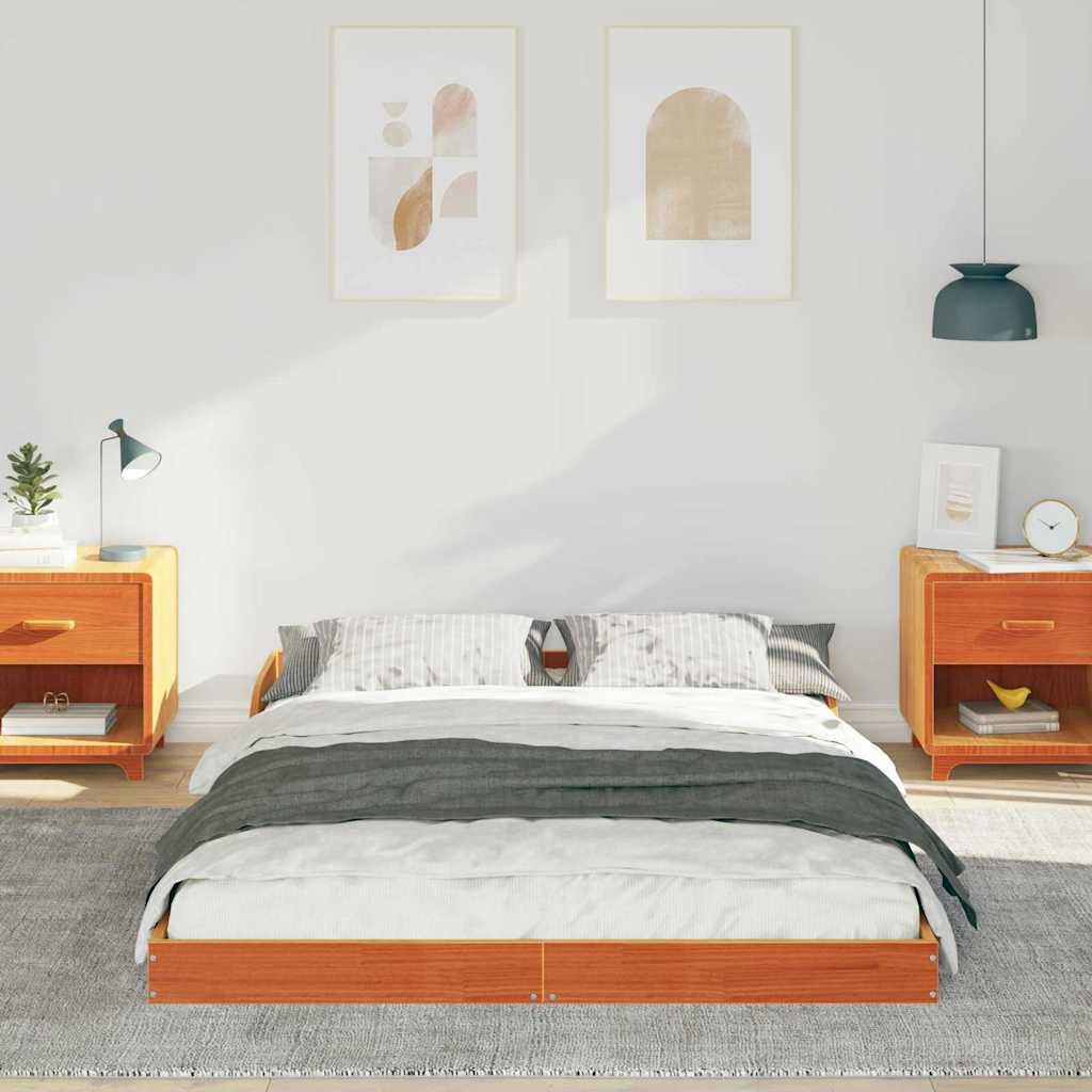 Sengestamme Vokset Brun 135 x 190 cm Massiv furu