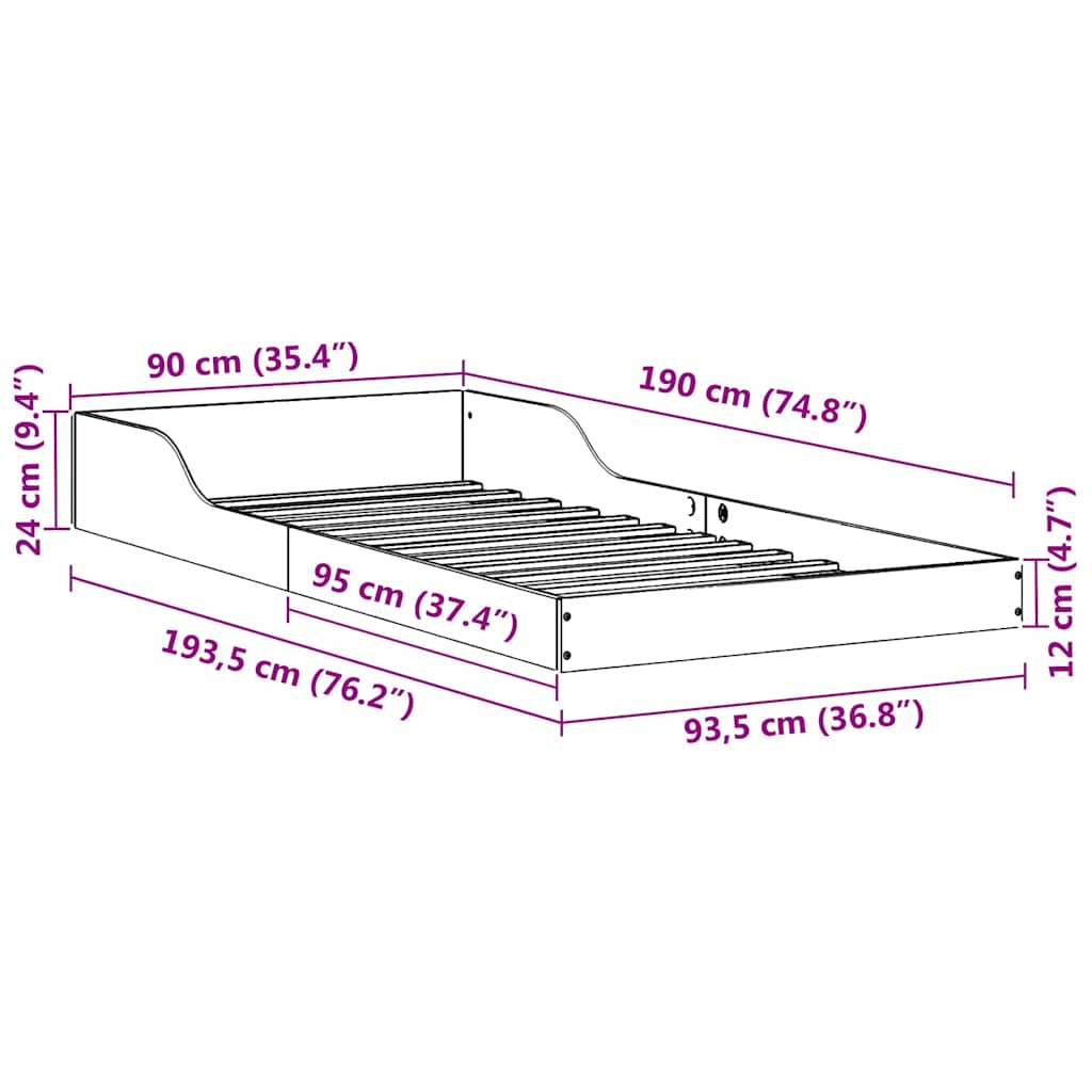 Sengestamme Vokset Brun 90 x 190 cm Massiv furu