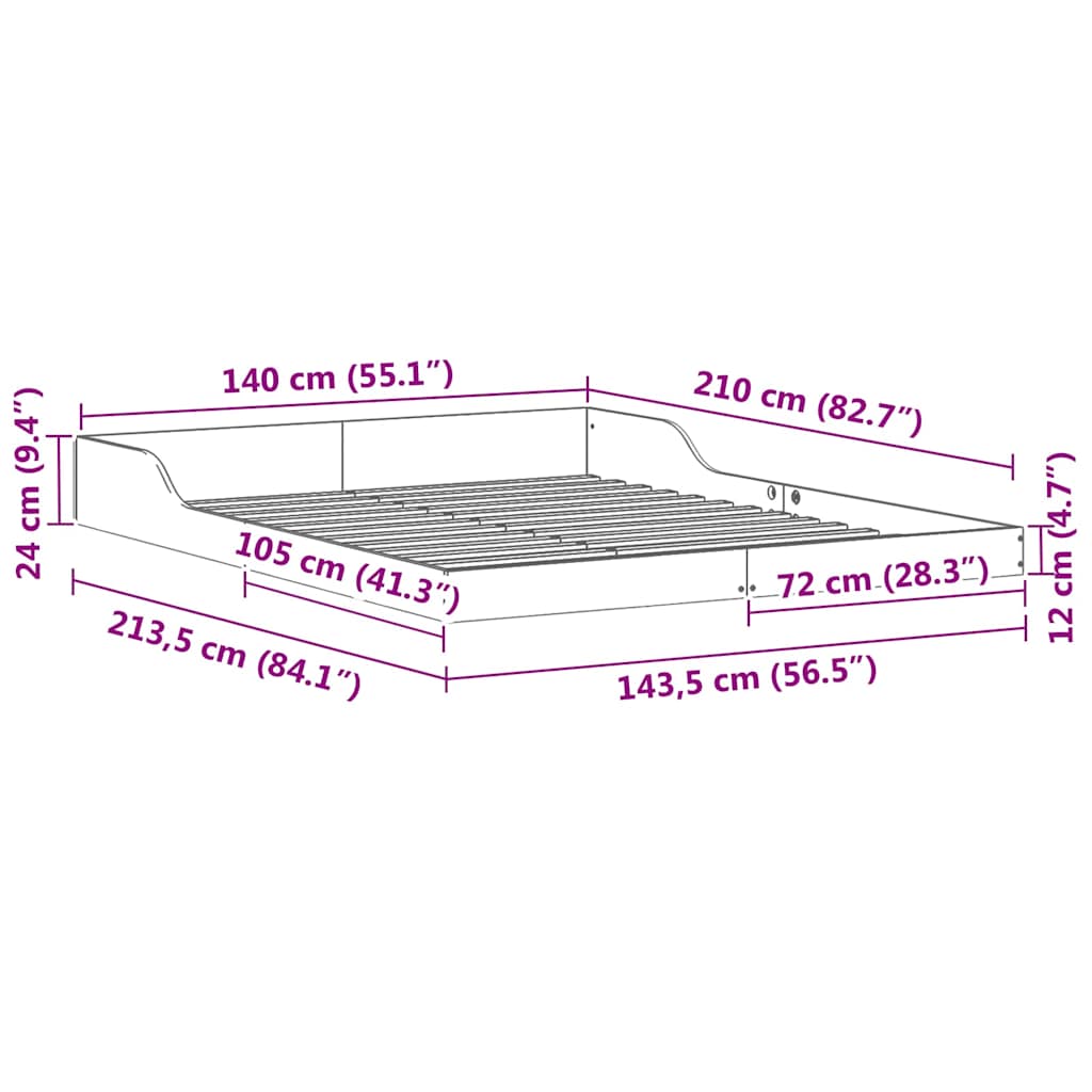 Sengestamme Brun 140 x 210 cm Heltre furu