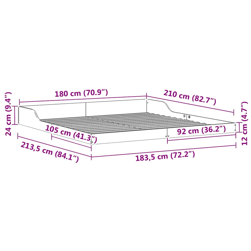 Sengestamme Brun 180 x 210 cm Massiv furu