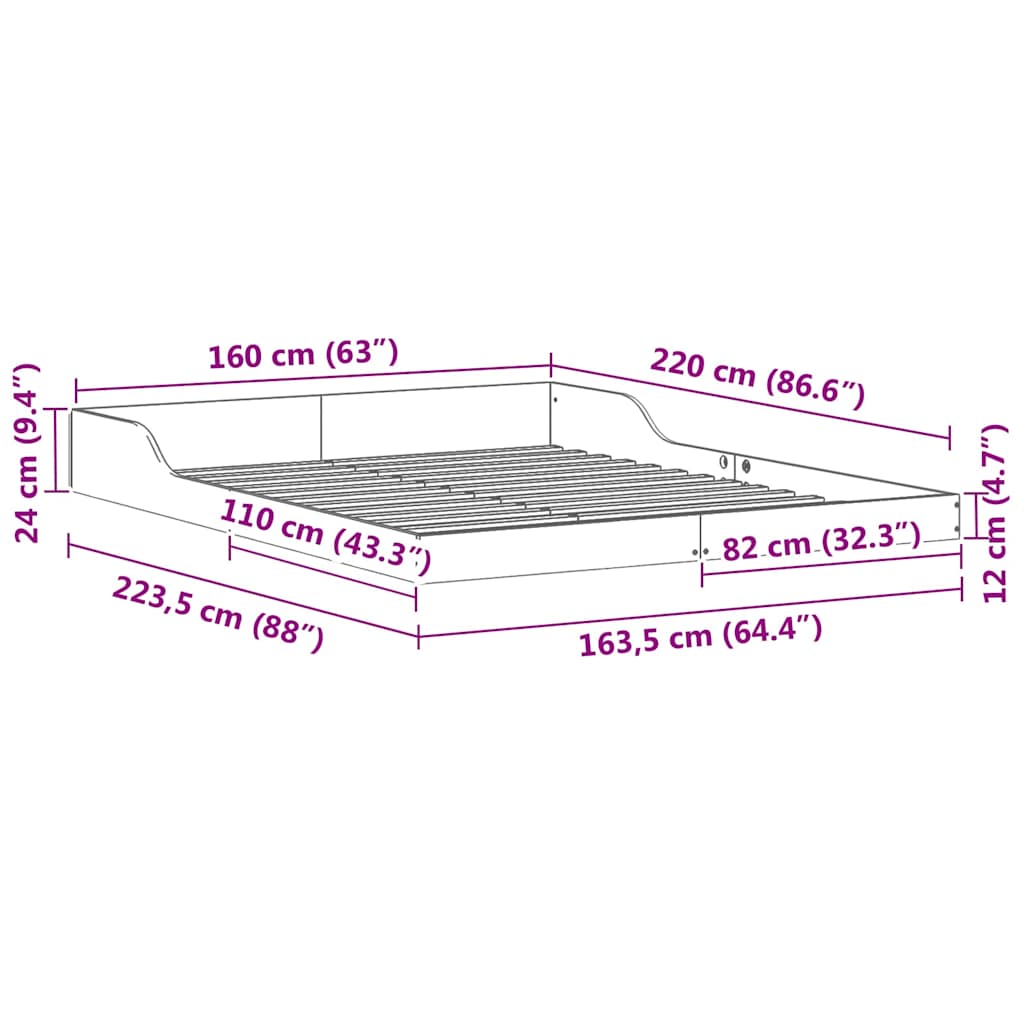 Sengestamme Brun 160 x 220 cm Massiv furu