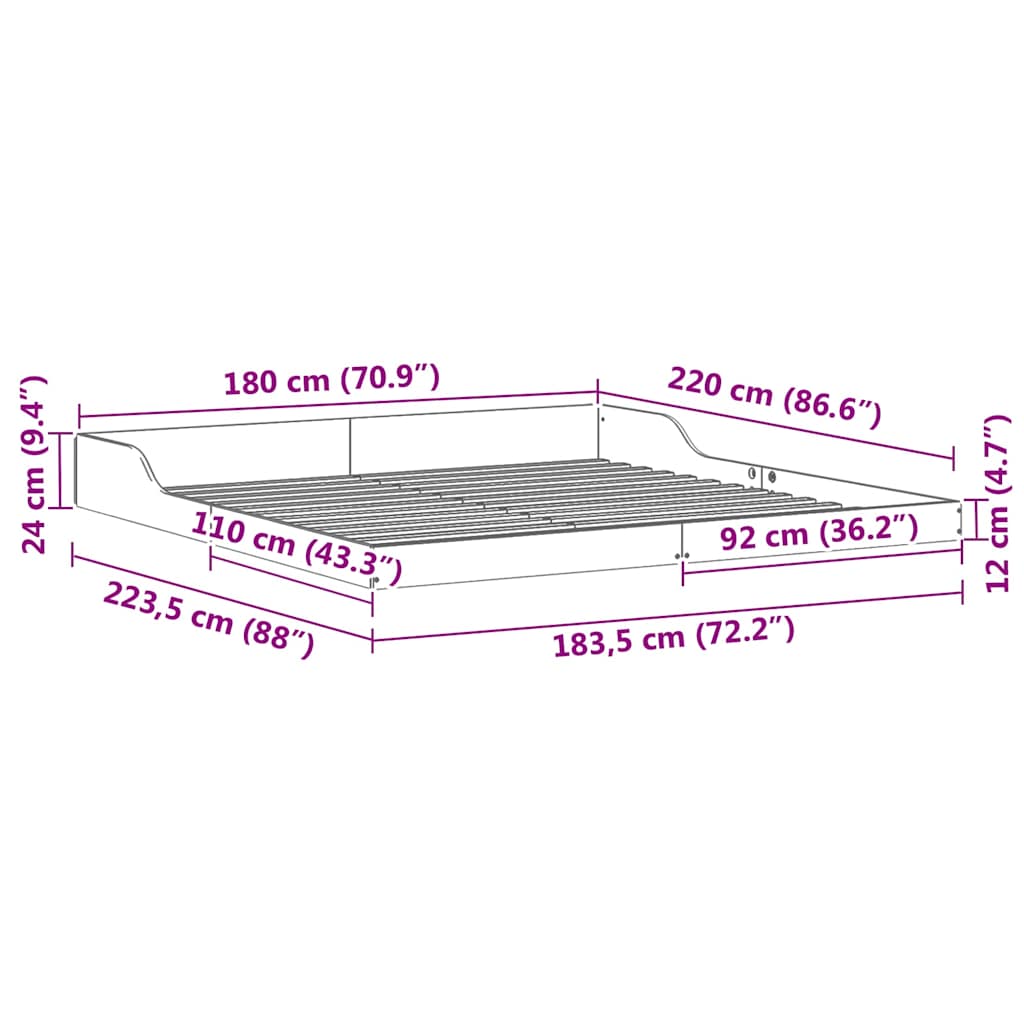 Sengestamme Vokset Brun 180 x 220 cm Massiv furu