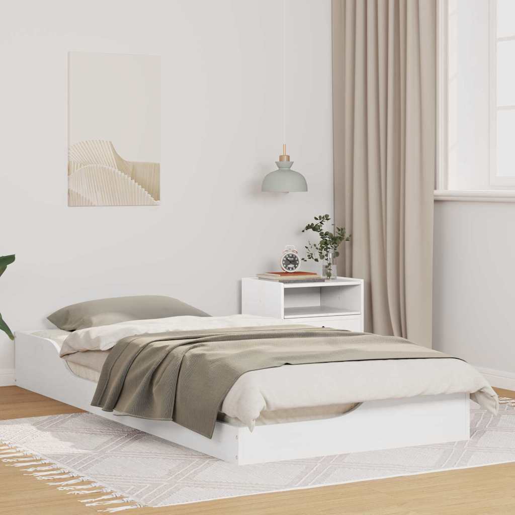 Gulvbedramme Hvit 100 x 200 cm Heltre furu
