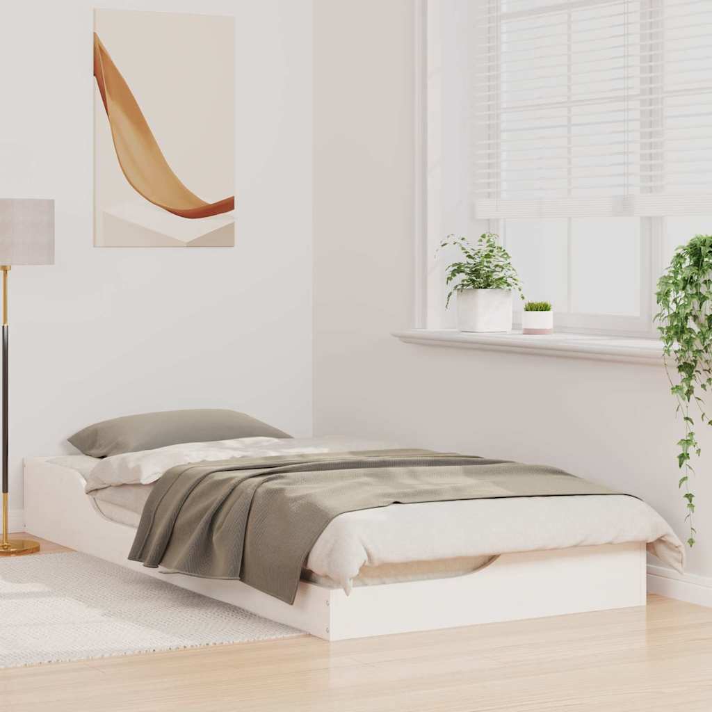 Gulvbedramme Hvit 100 x 200 cm Heltre furu