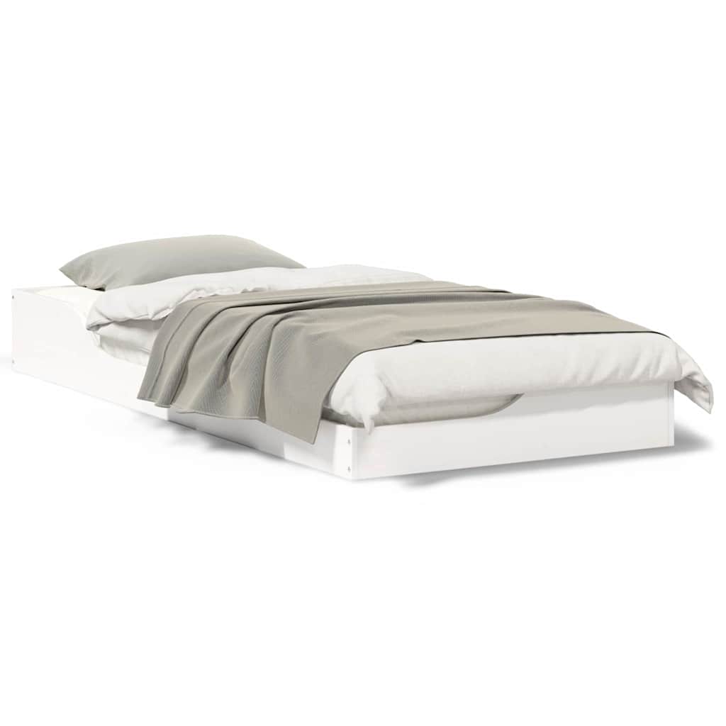 Gulvbedramme Hvit 100 x 200 cm Heltre furu