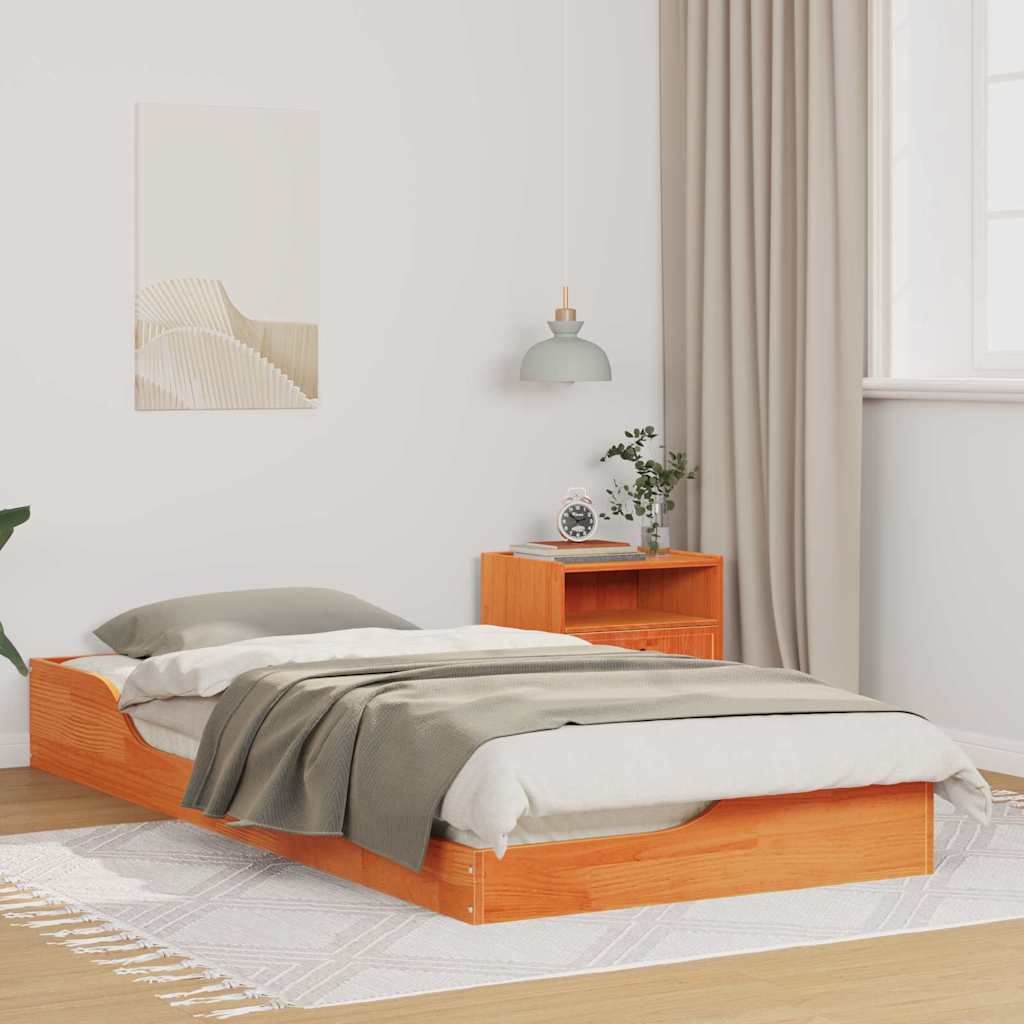 Gulvbedramme Voksbrun 100 x 200 cm Heltre furu