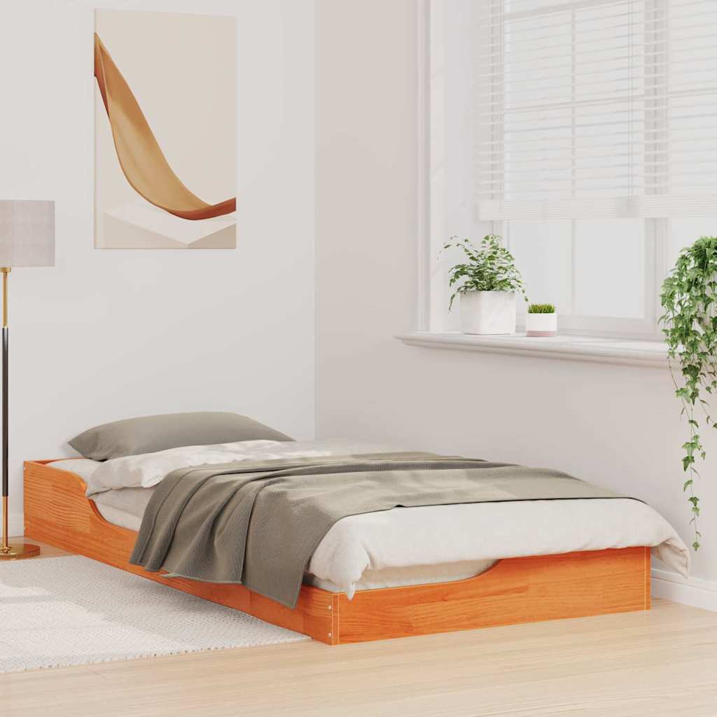 Gulvbedramme Voksbrun 100 x 200 cm Heltre furu