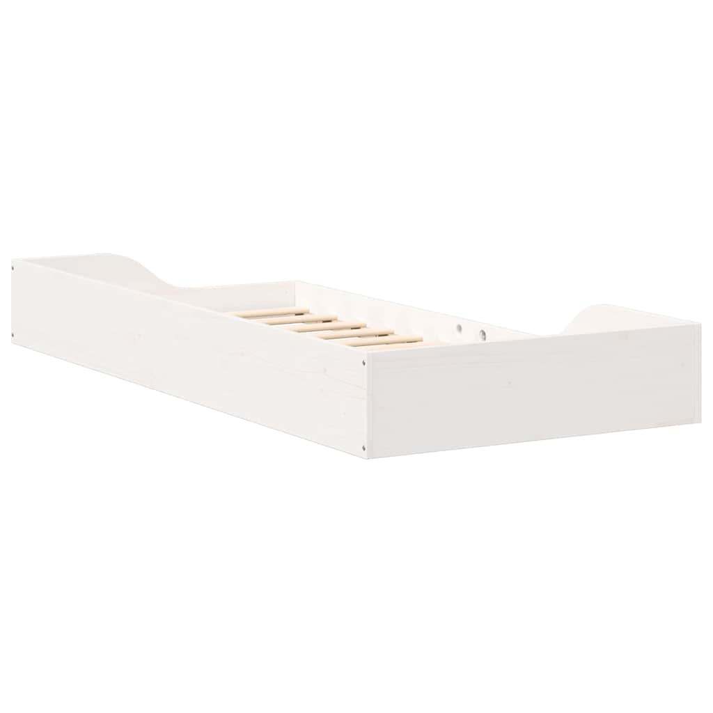 Gulvbedramme Hvit 90 x 200 cm Heltre furu