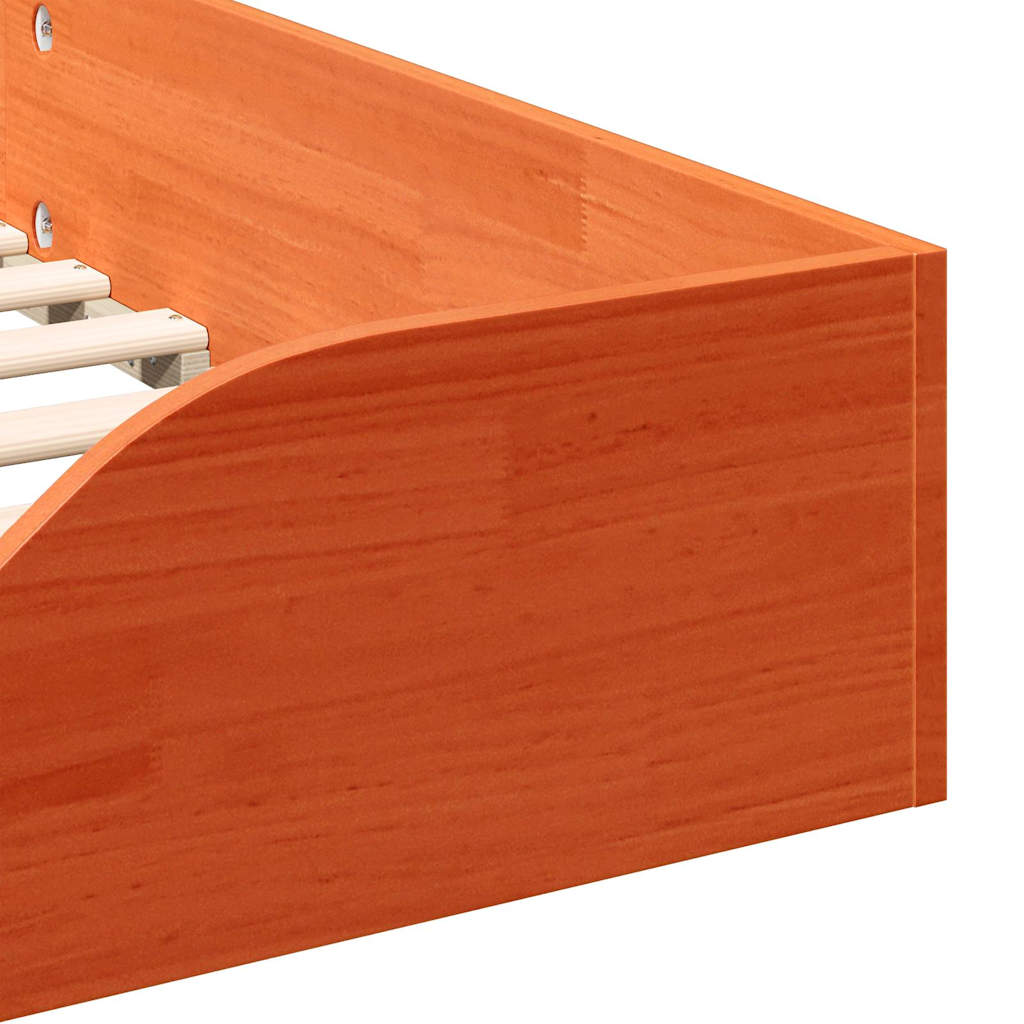 Gulvbedramme Voksbrun 90 x 200 cm Heltre furu