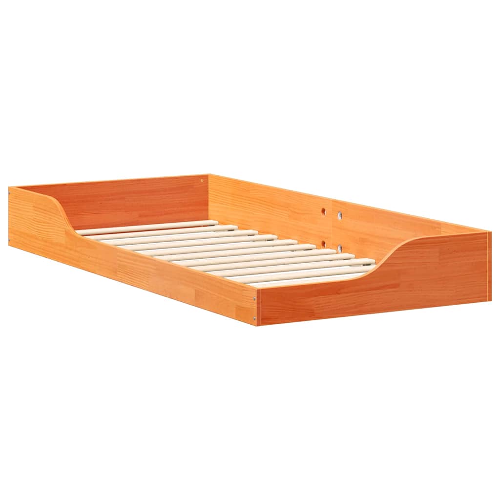 Gulvbedramme Voksbrun 90 x 200 cm Heltre furu