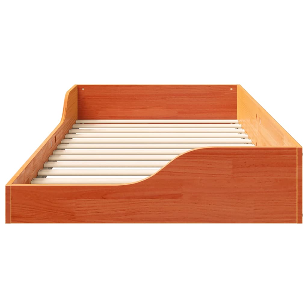 Gulvbedramme Voksbrun 90 x 200 cm Heltre furu