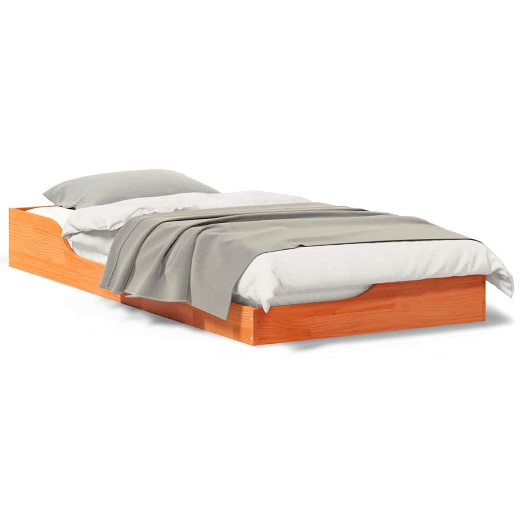 Gulvbedramme Voksbrun 90 x 200 cm Heltre furu
