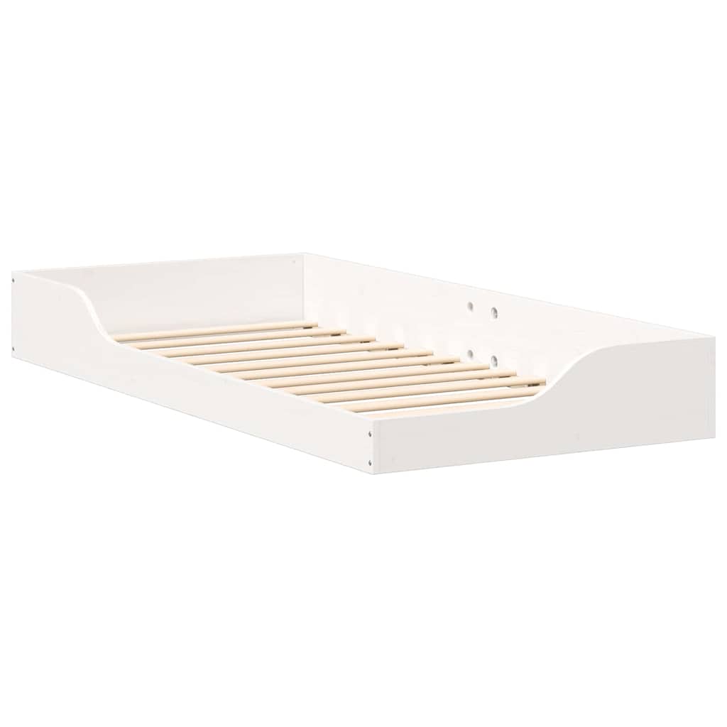 Gulvbedramme Hvit 80 x 200 cm Heltre furu