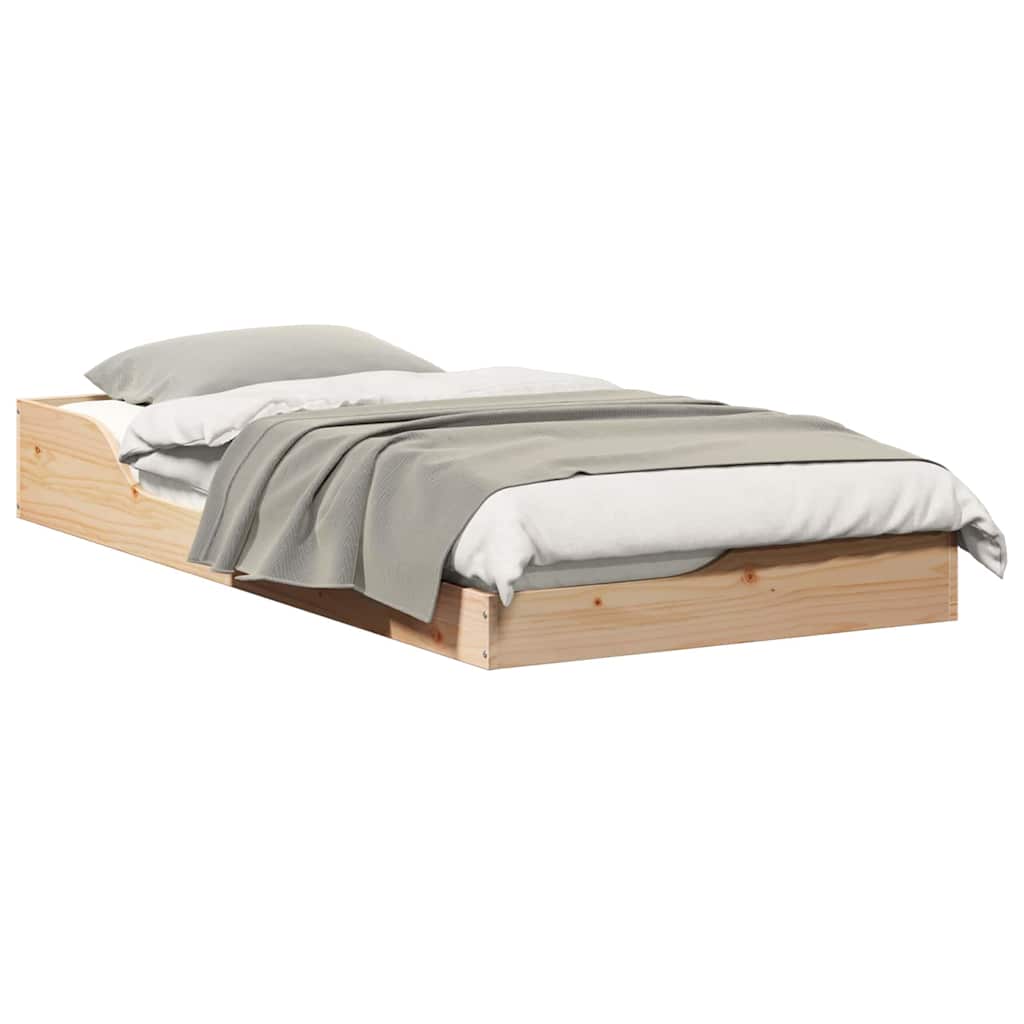 Gulvbedramme Brun 90 x 190 cm Heltre furu