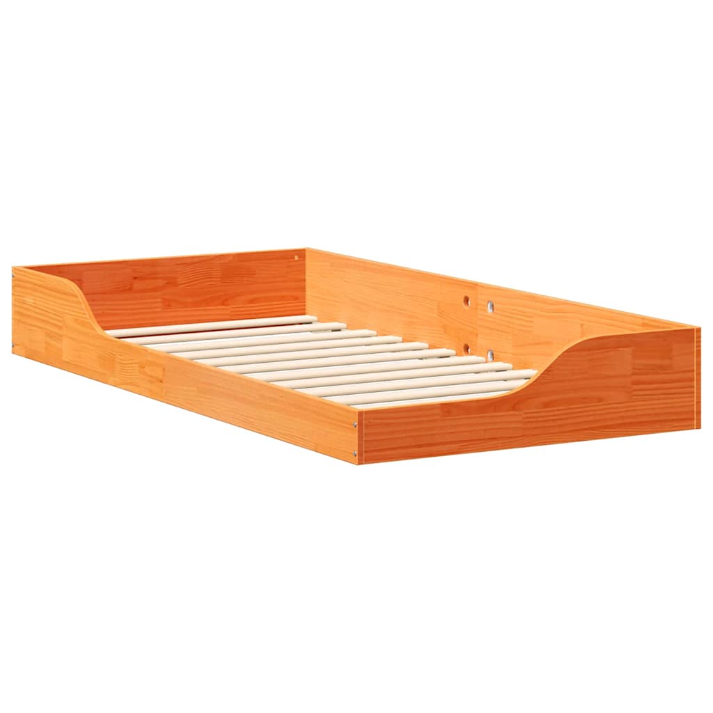 Gulvbedramme Voksbrun 90 x 190 cm Heltre furu