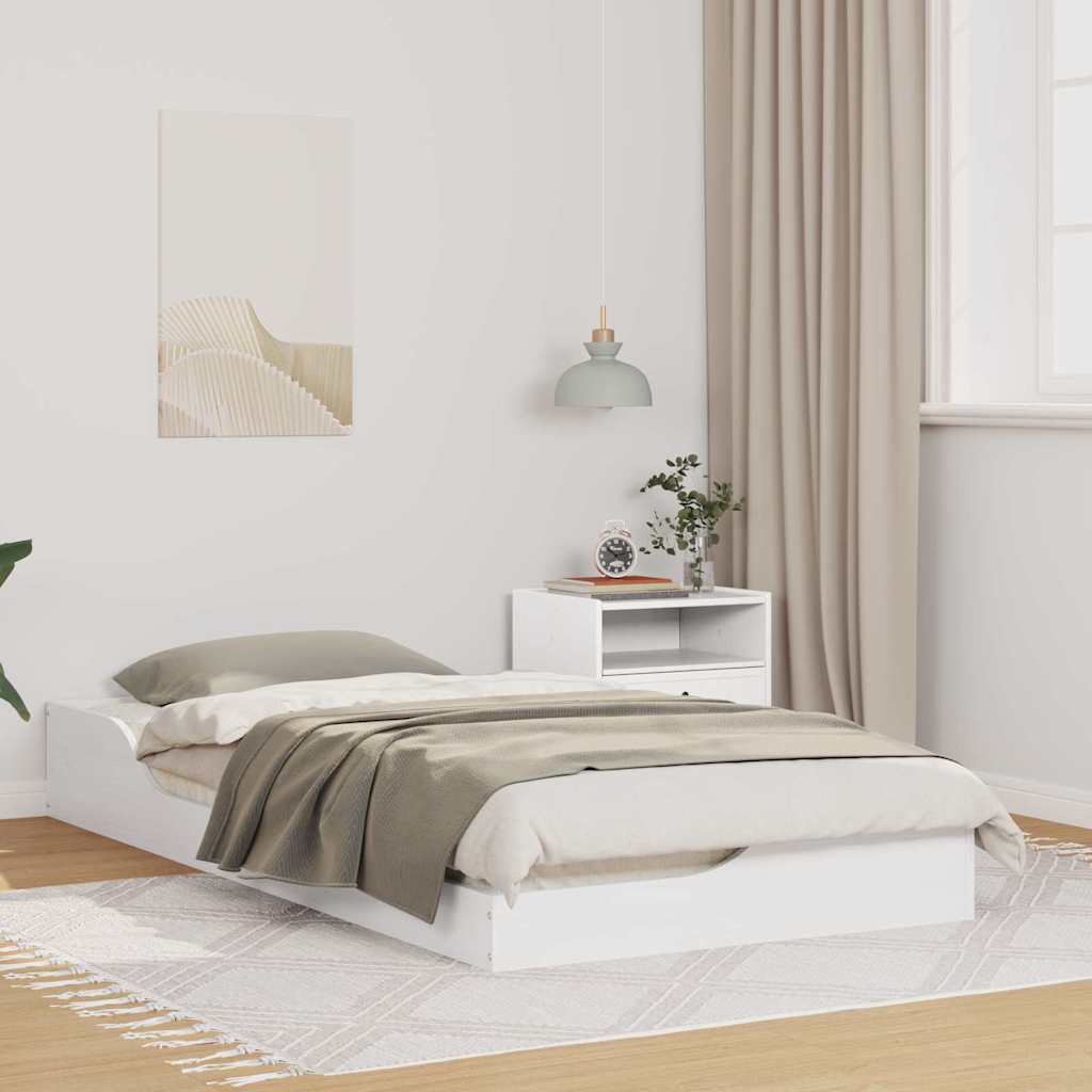 Gulvbedramme Hvit 75 x 190 cm Heltre furu