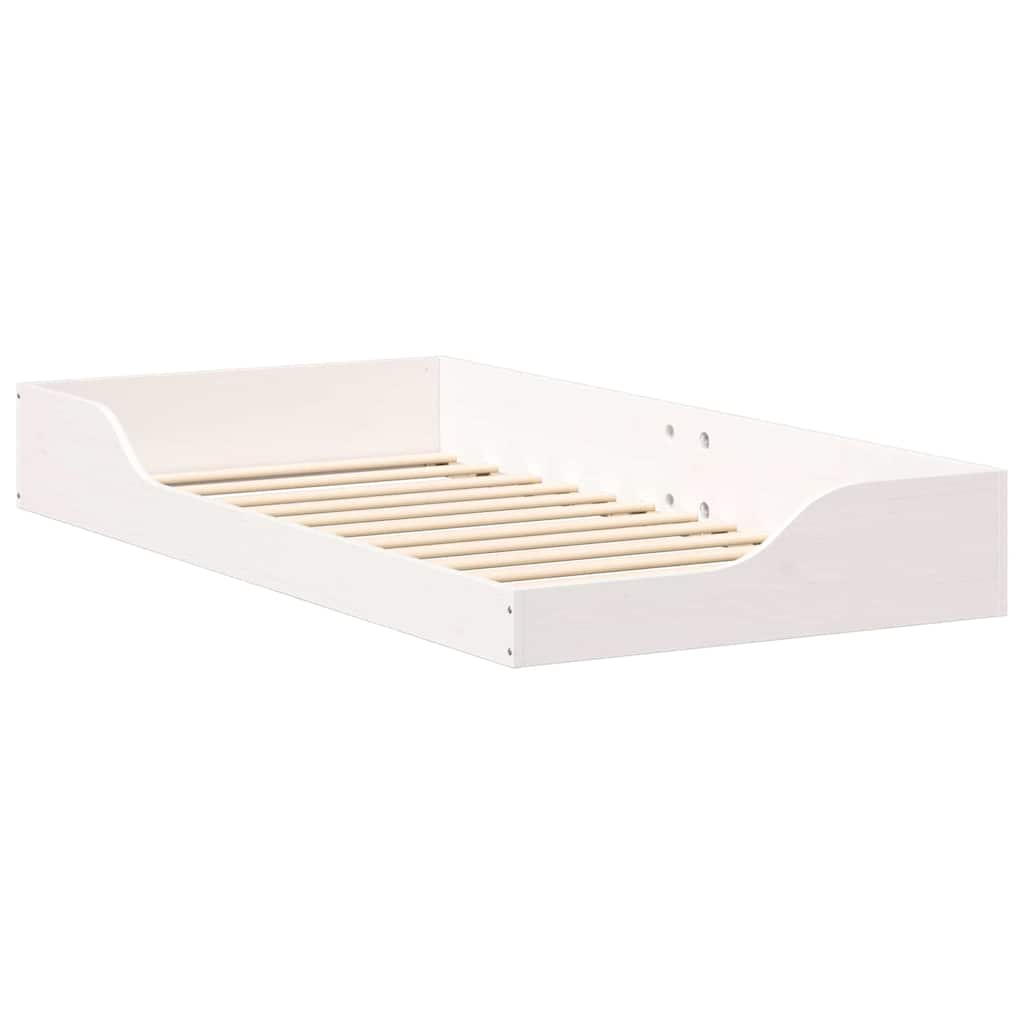 Gulvbedramme Hvit 75 x 190 cm Heltre furu