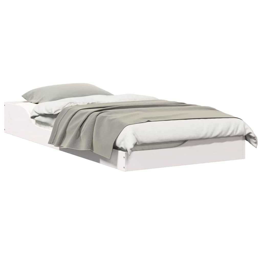 Gulvbedramme Hvit 75 x 190 cm Heltre furu