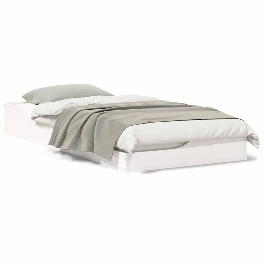 Gulvbedramme Hvit 75 x 190 cm Heltre furu