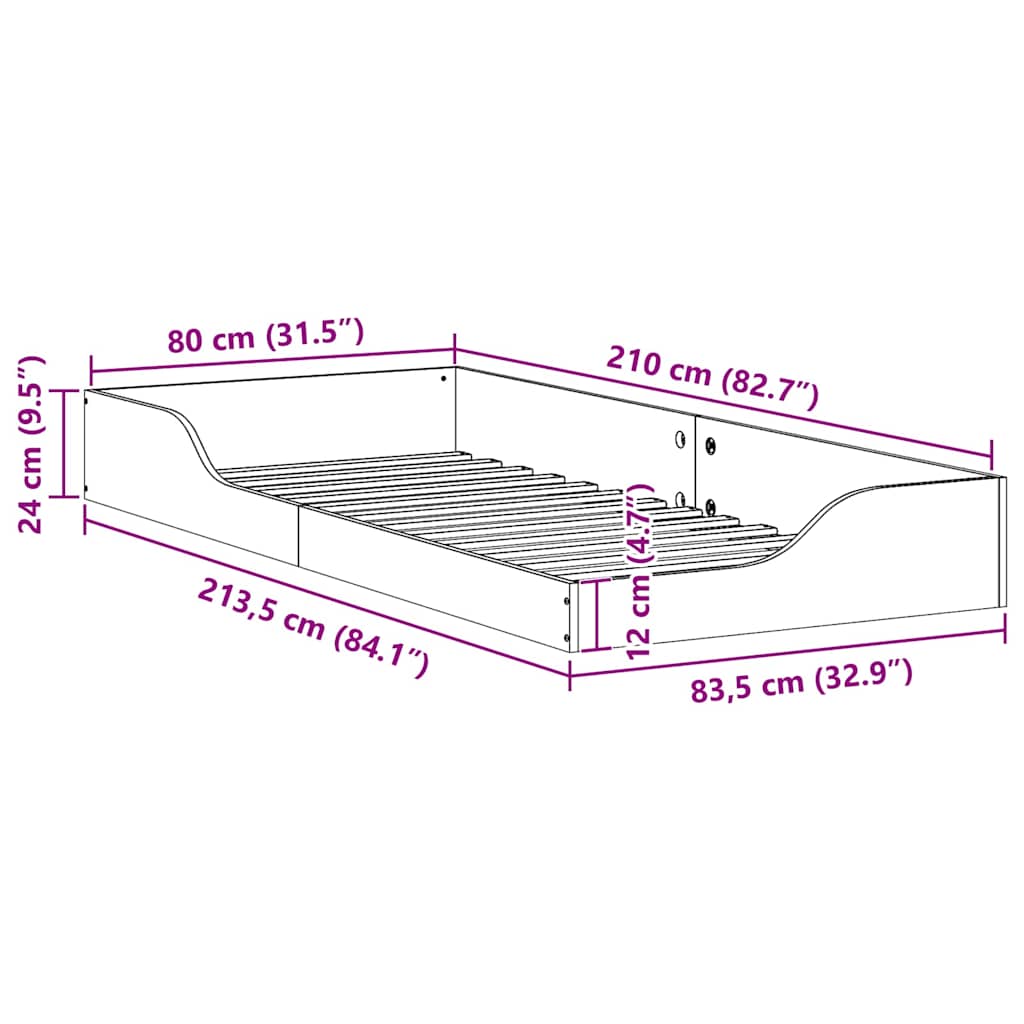 Sengestamme Brun 80 x 210 cm Massiv furu