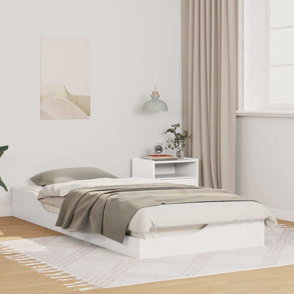 Gulvbedramme Hvit 80 x 210 cm Heltre furu