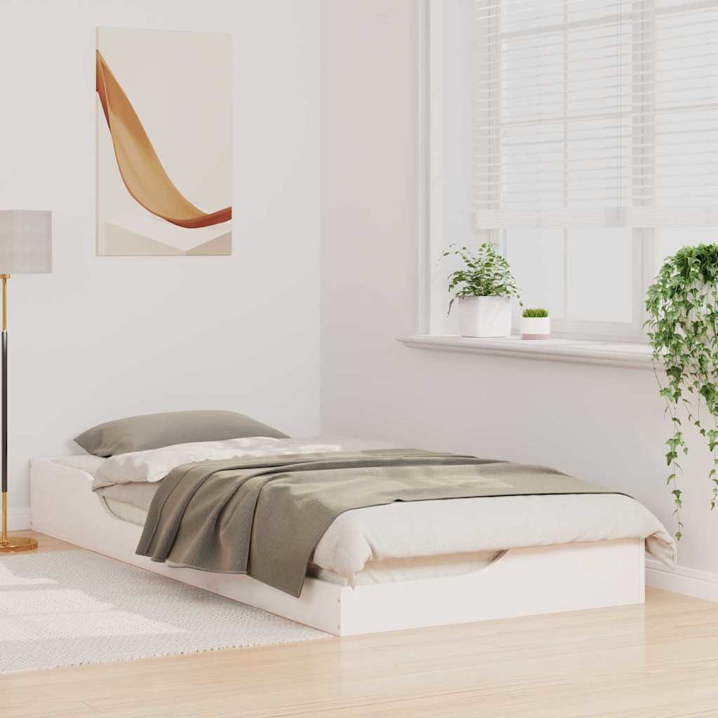 Gulvbedramme Hvit 80 x 210 cm Heltre furu