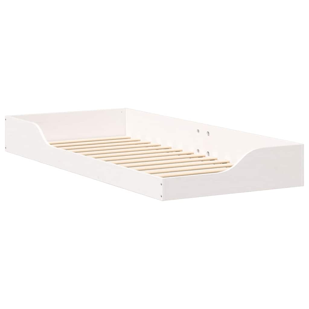 Gulvbedramme Hvit 80 x 210 cm Heltre furu