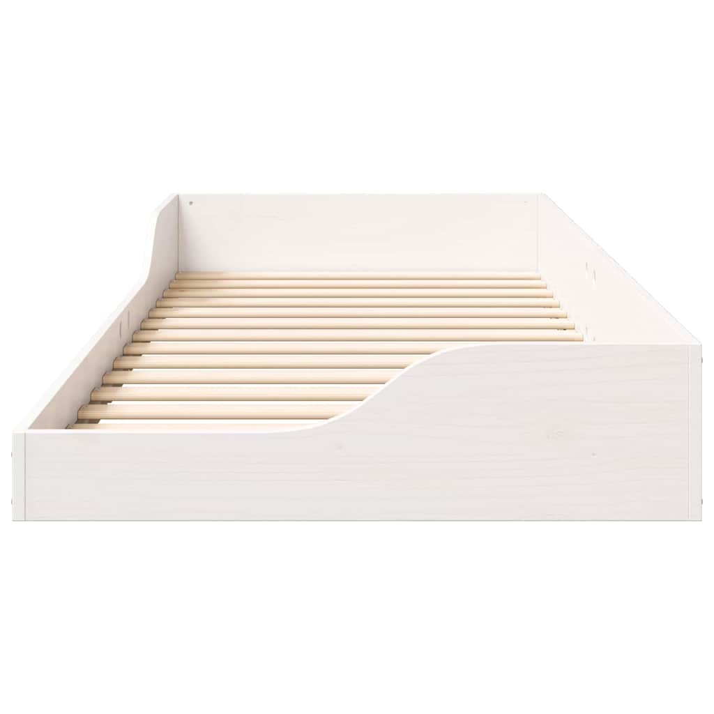 Gulvbedramme Hvit 80 x 210 cm Heltre furu