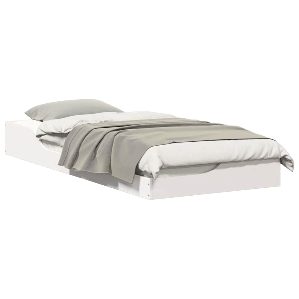 Gulvbedramme Hvit 80 x 210 cm Heltre furu